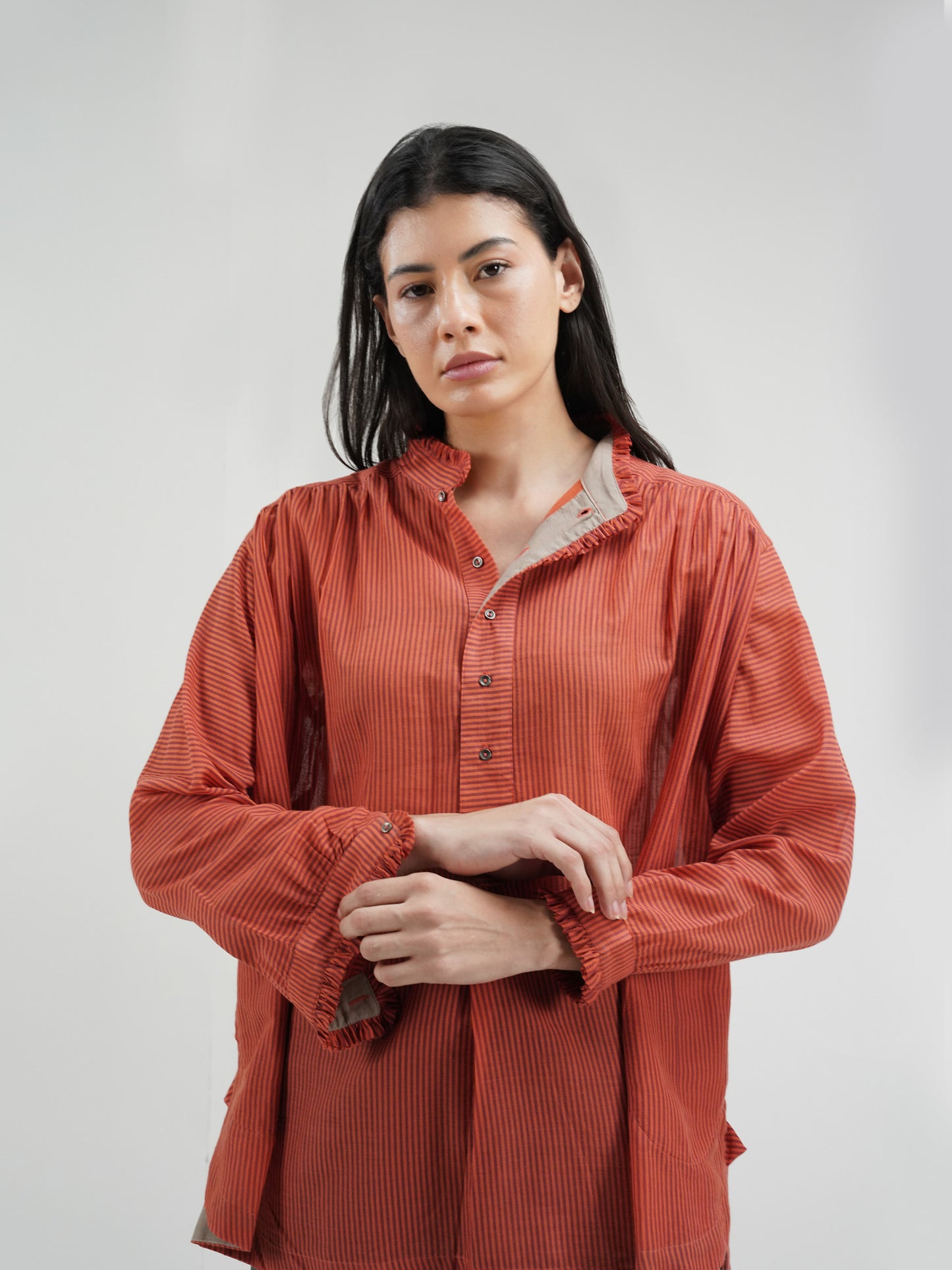 RED GATHER BLOUSE