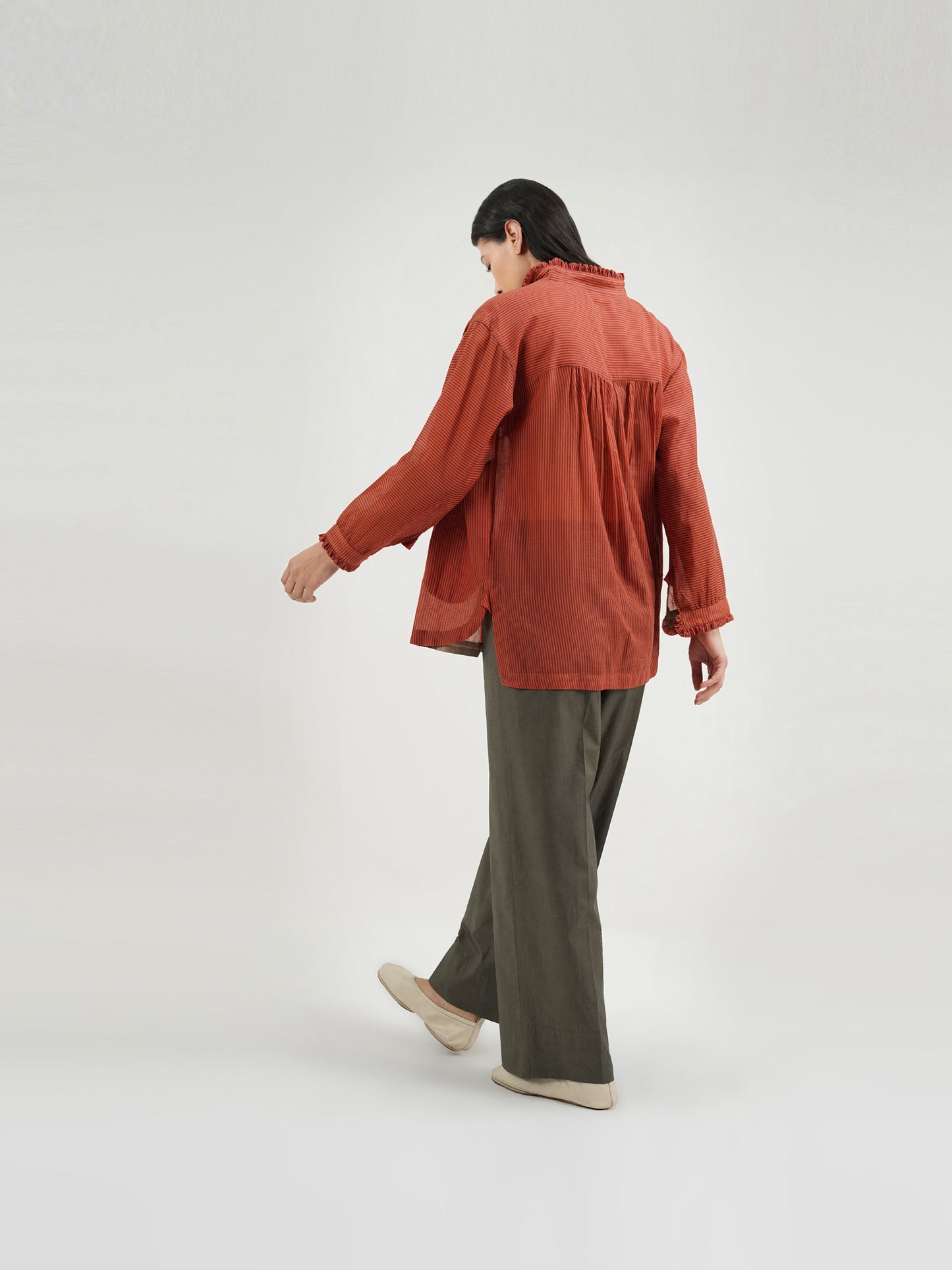 RED GATHER BLOUSE