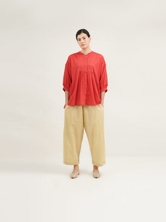 RED SMOCK BLOUSE