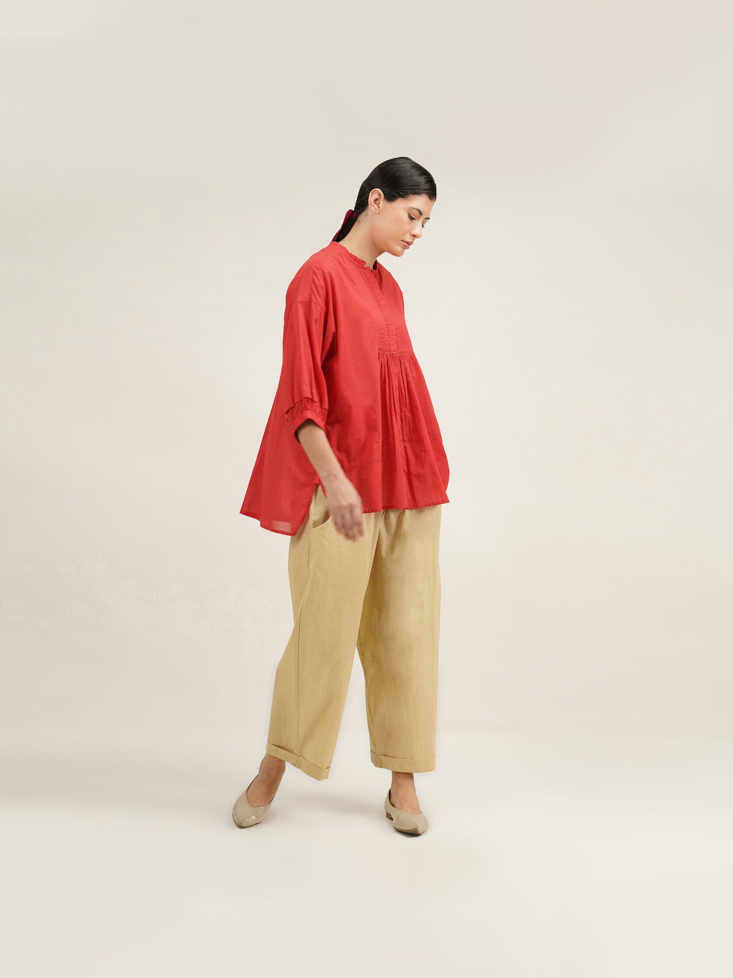 RED SMOCK BLOUSE