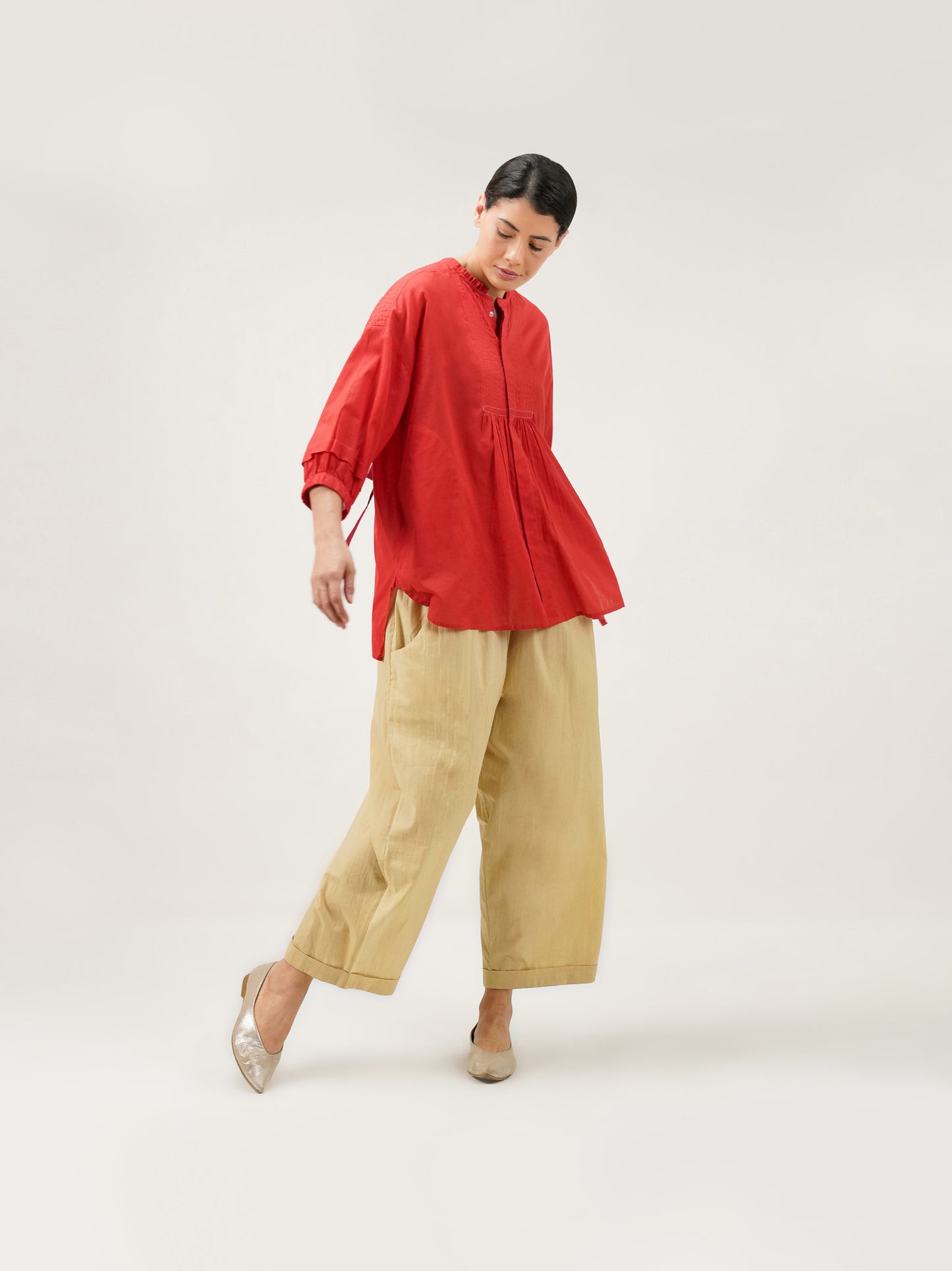 RED SMOCK BLOUSE
