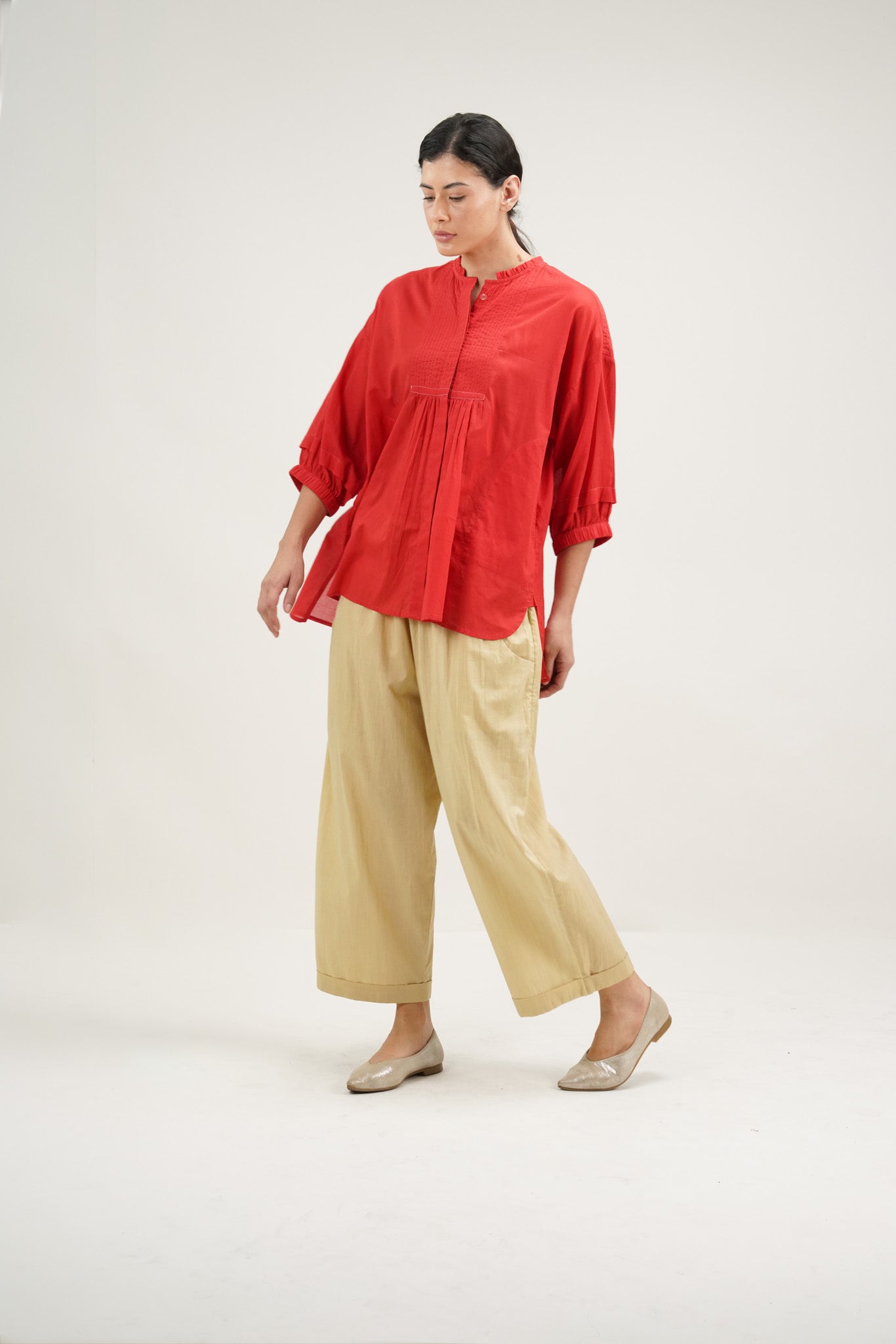 RED SMOCK BLOUSE