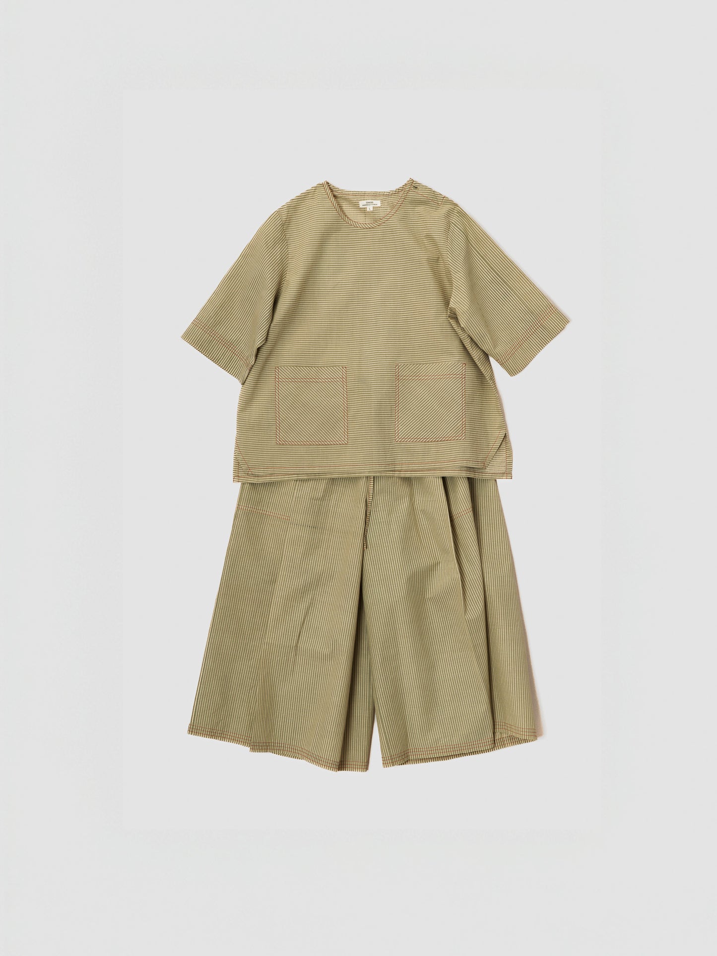 BEIGE STRIPE WIDE PANTS