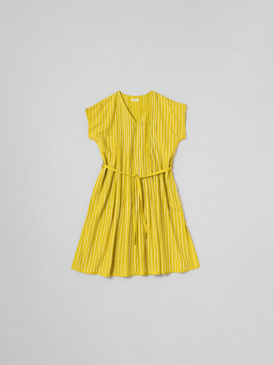YELLOW V NECK DRESS