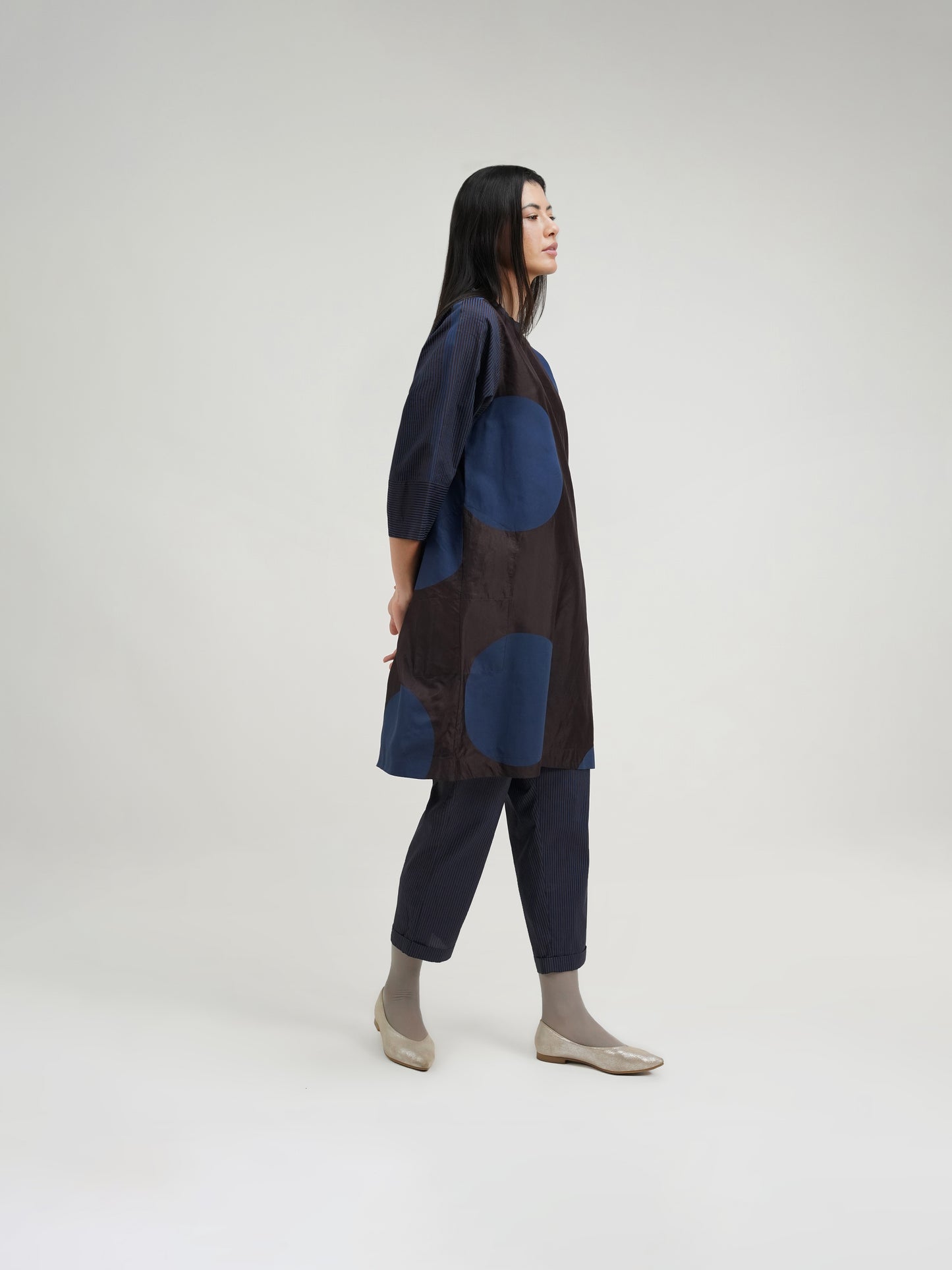 BROWN BIG DOT DRESS