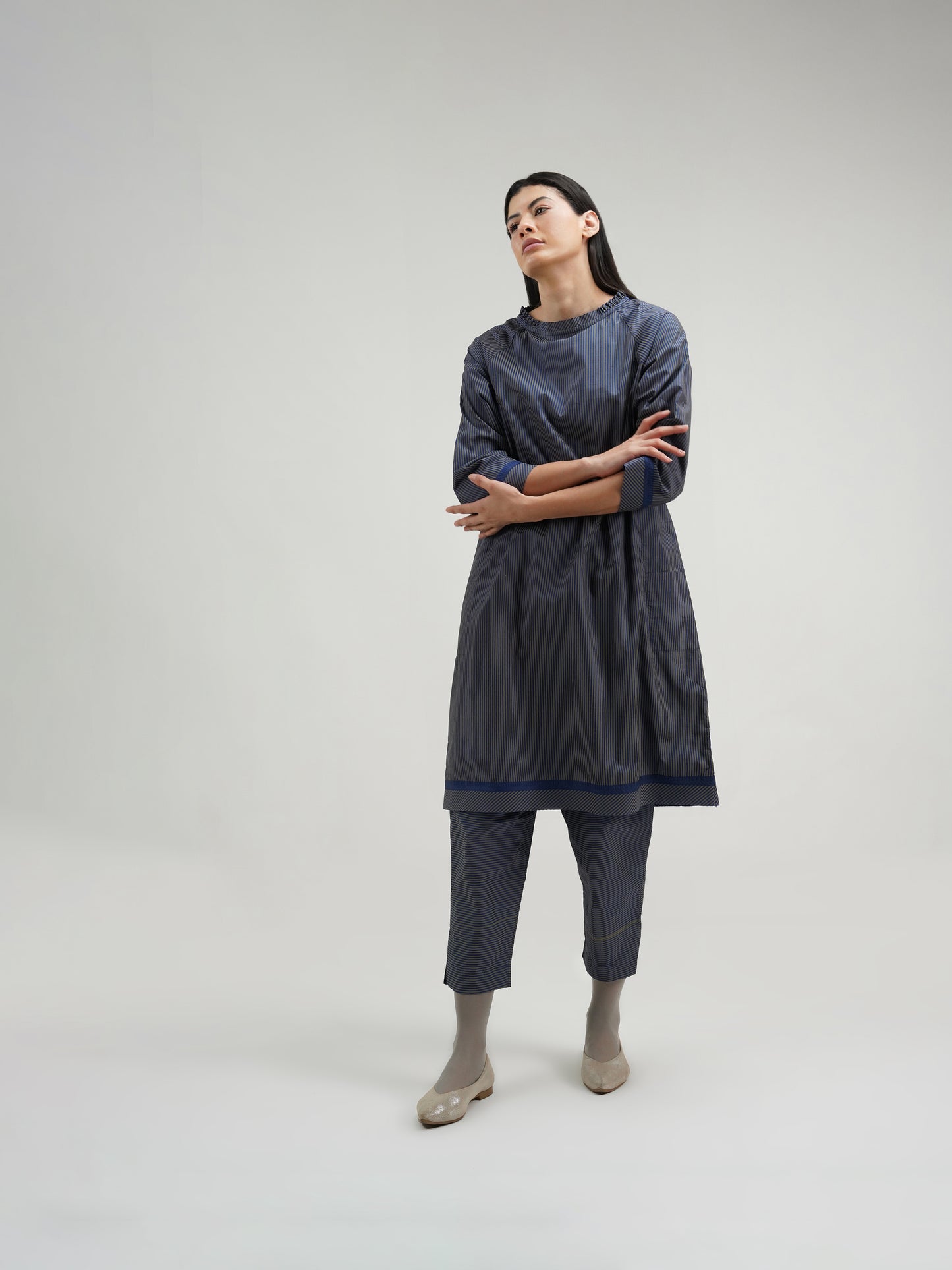 NAVY BOAT NECK DRESS