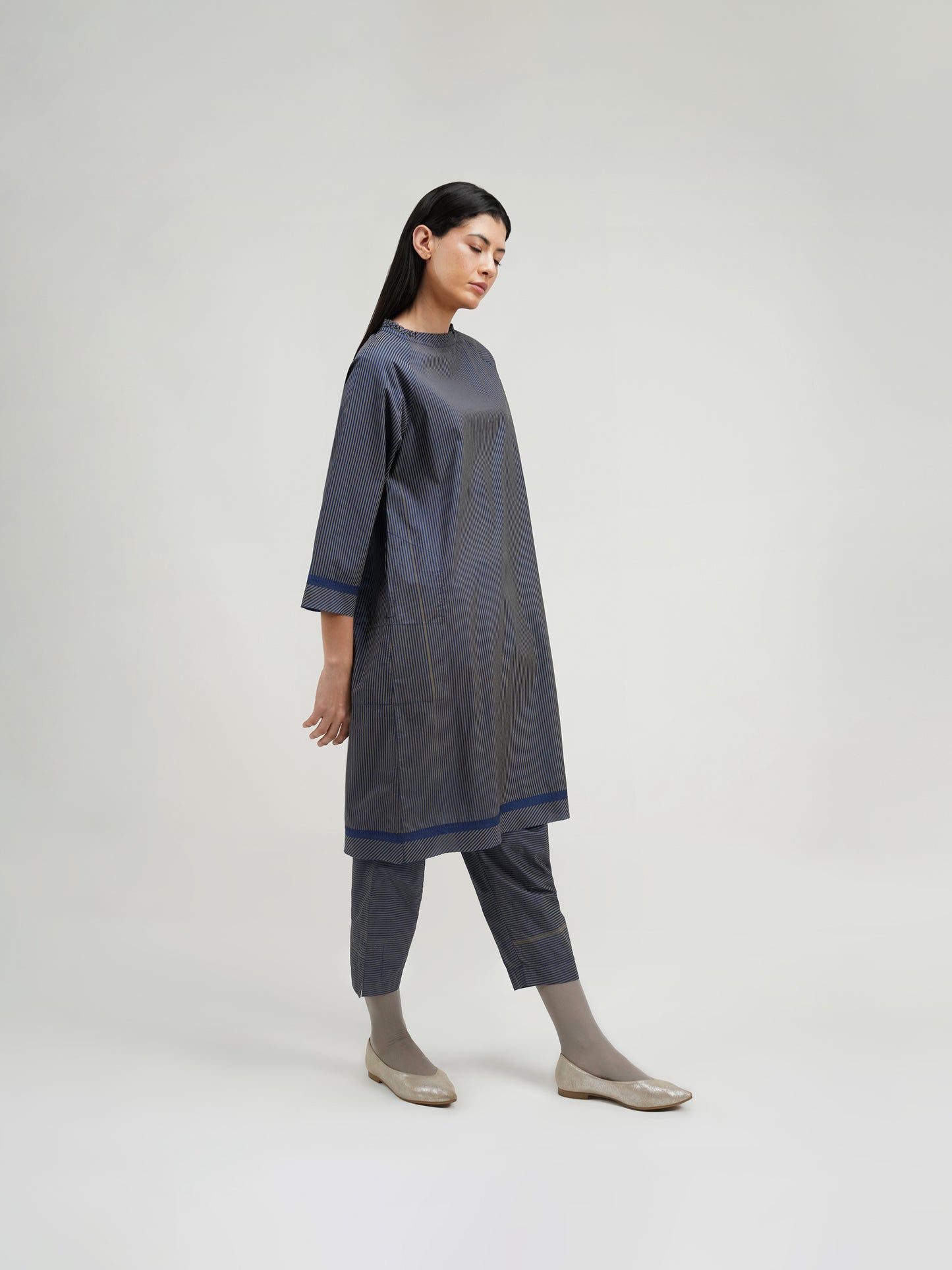 NAVY BOAT NECK DRESS