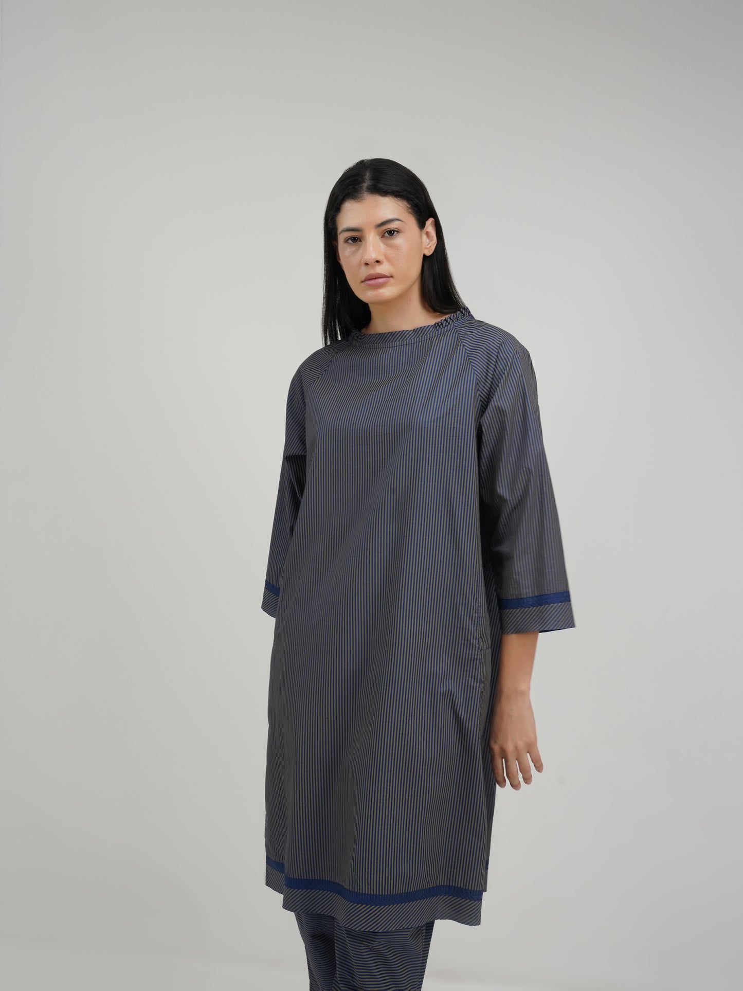 NAVY BOAT NECK DRESS