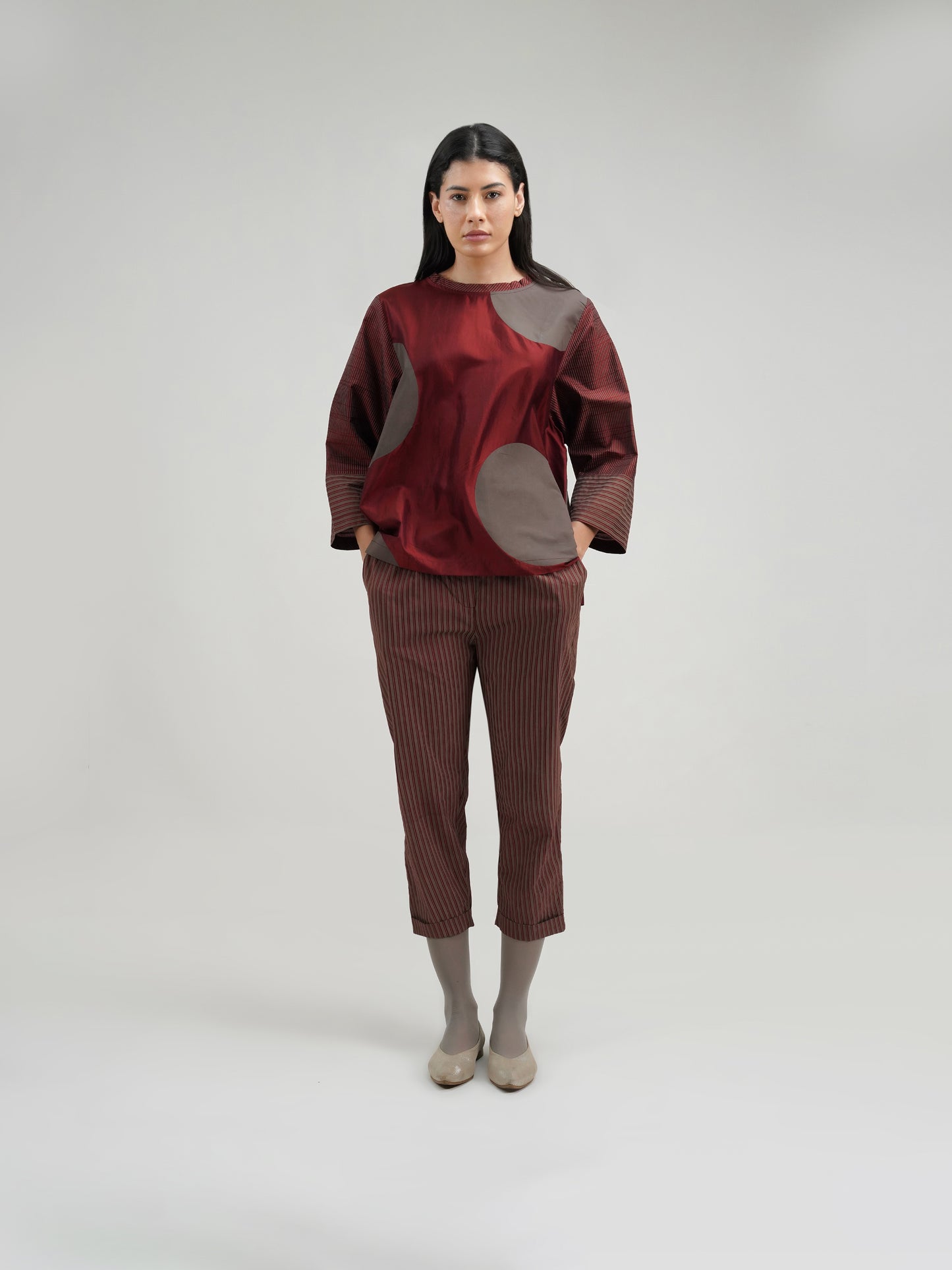 BURGUNDY BIG DOT TOP