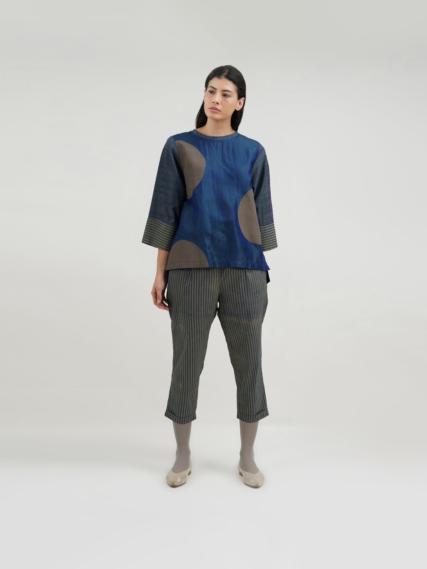 NAVY WITH GREY STRIPE PANT