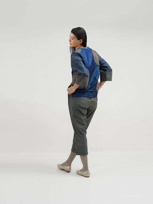 NAVY WITH GREY STRIPE PANT