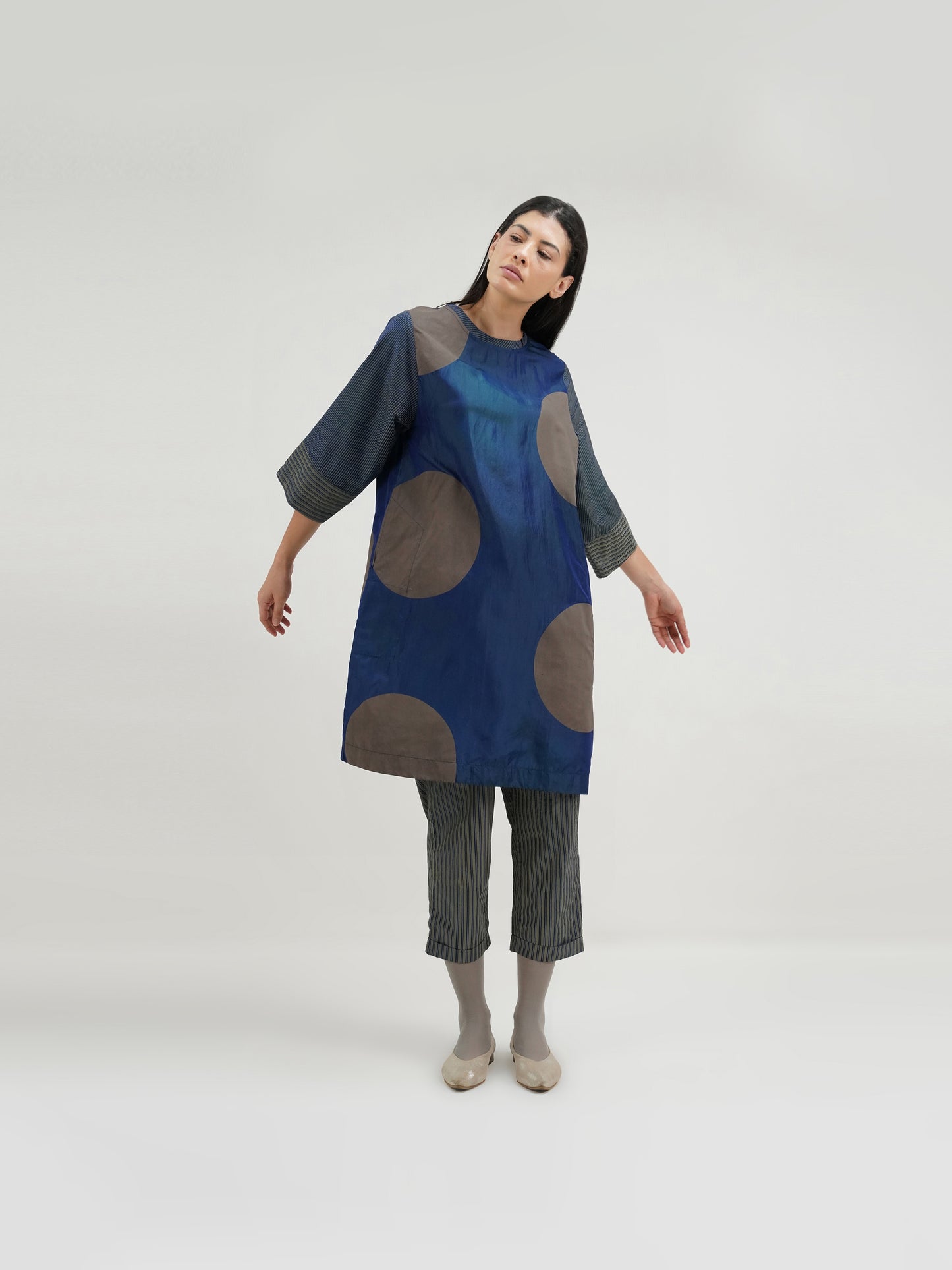 NAVY BIG DOT DRESS