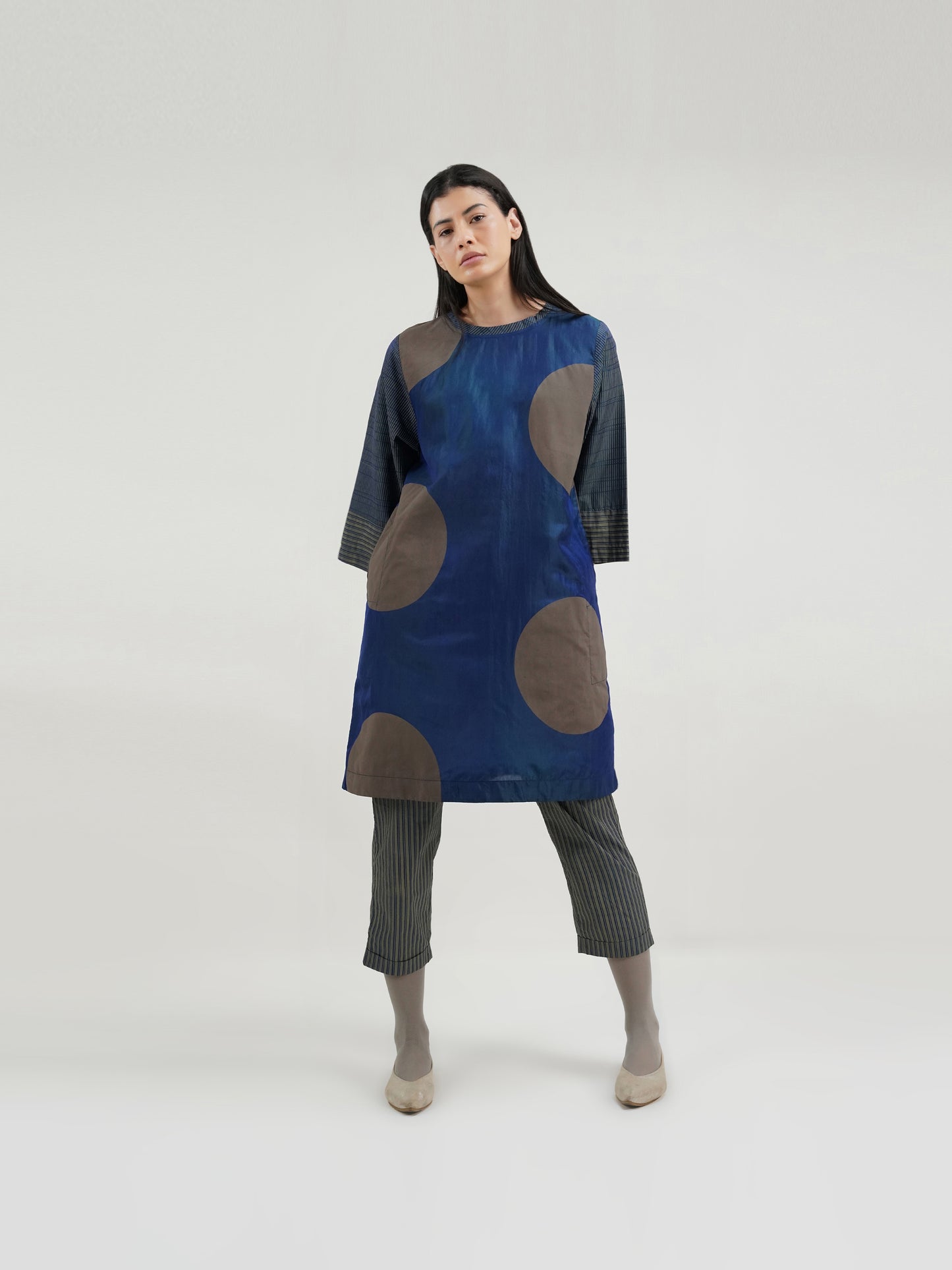 NAVY BIG DOT DRESS