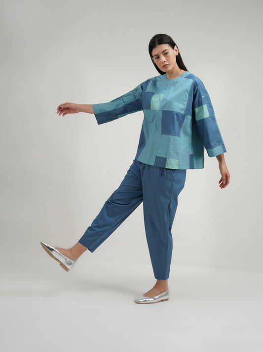 BLUE TUCK PANT
