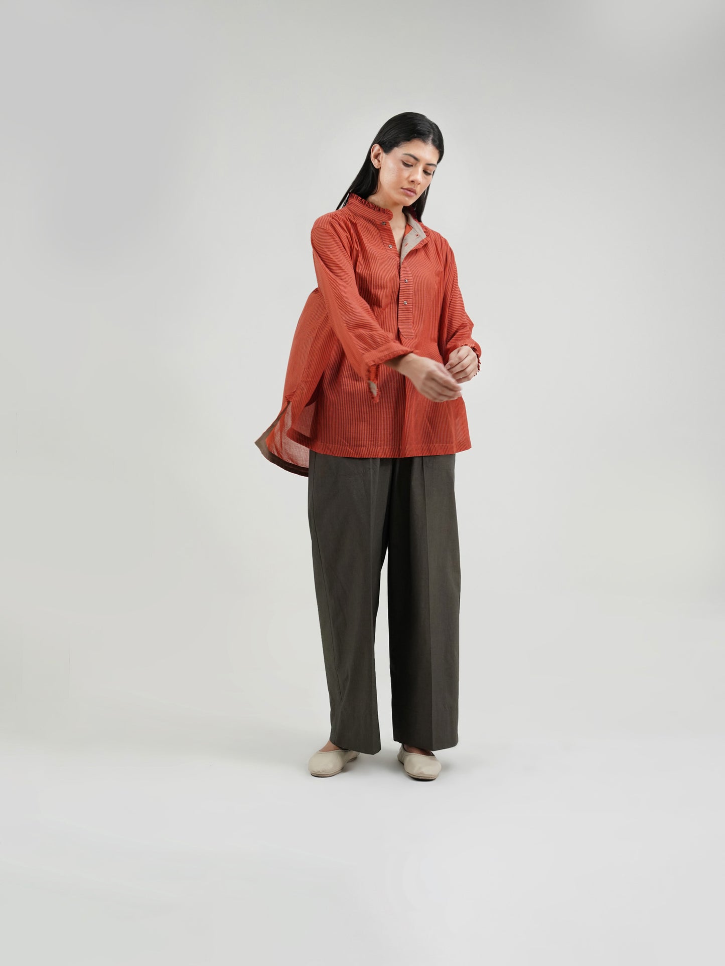 RED GATHER BLOUSE