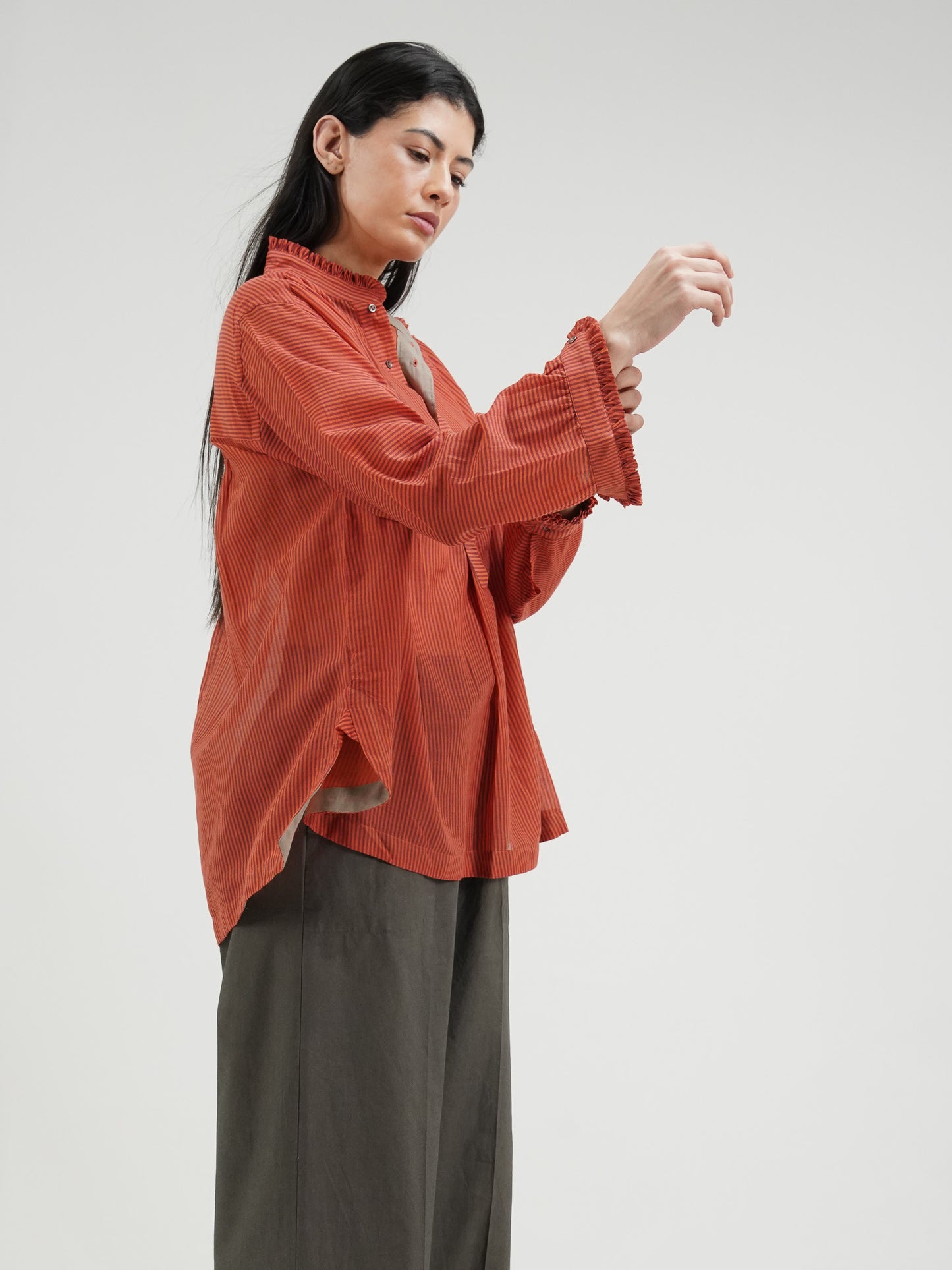 RED GATHER BLOUSE