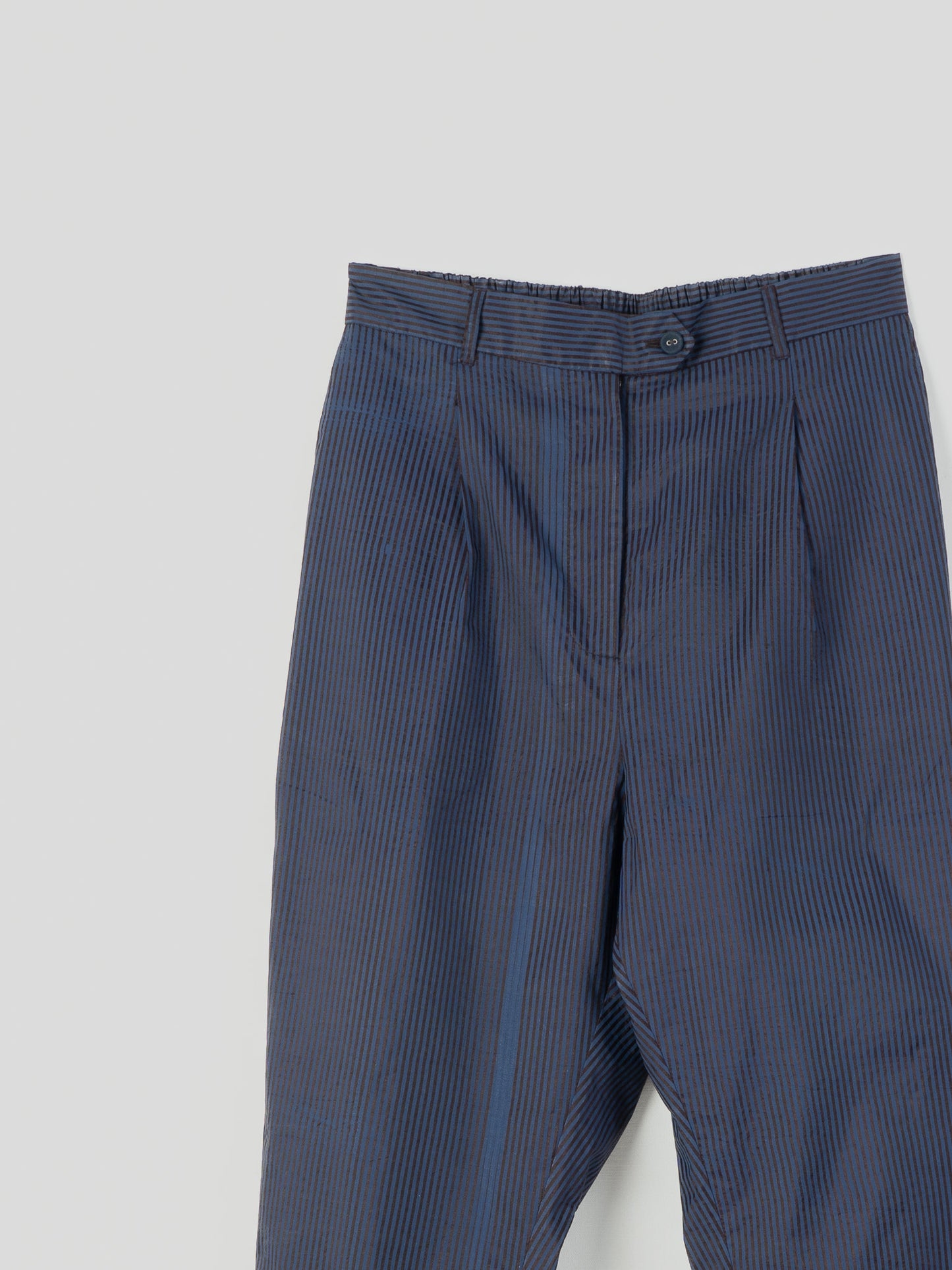 BROWN WITH NAVY PINSTRIPE PANT