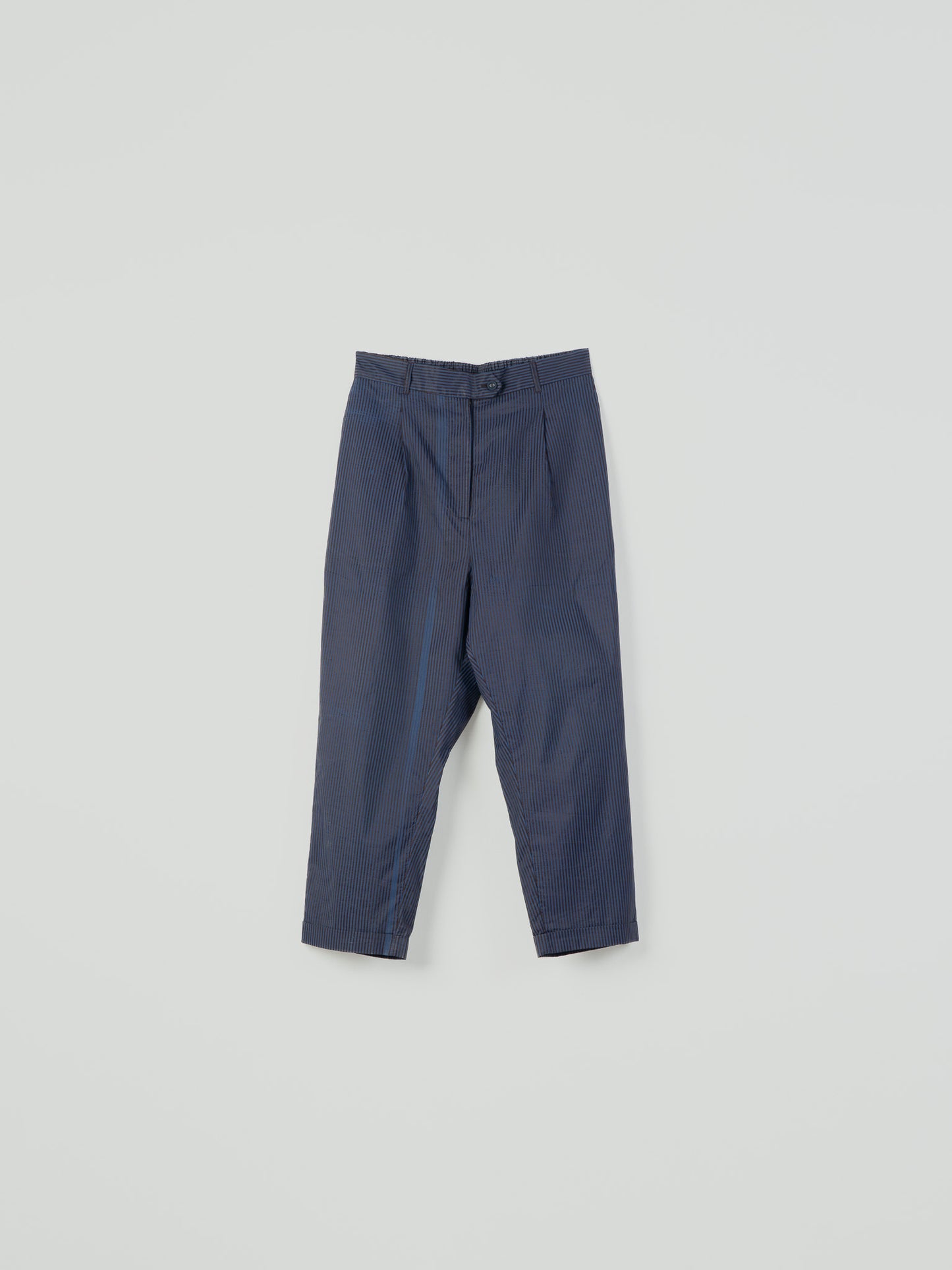 BROWN WITH NAVY PINSTRIPE PANT