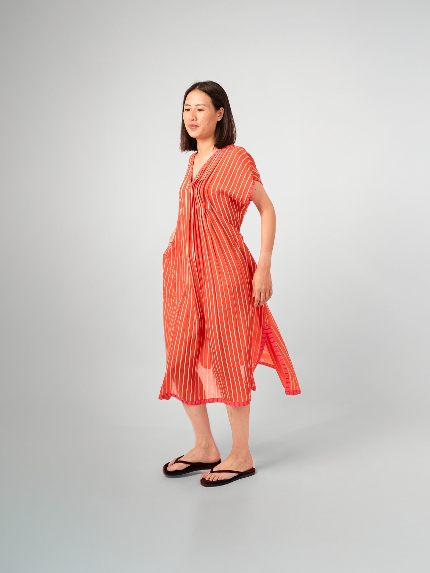 CORAL V NECK DRESS