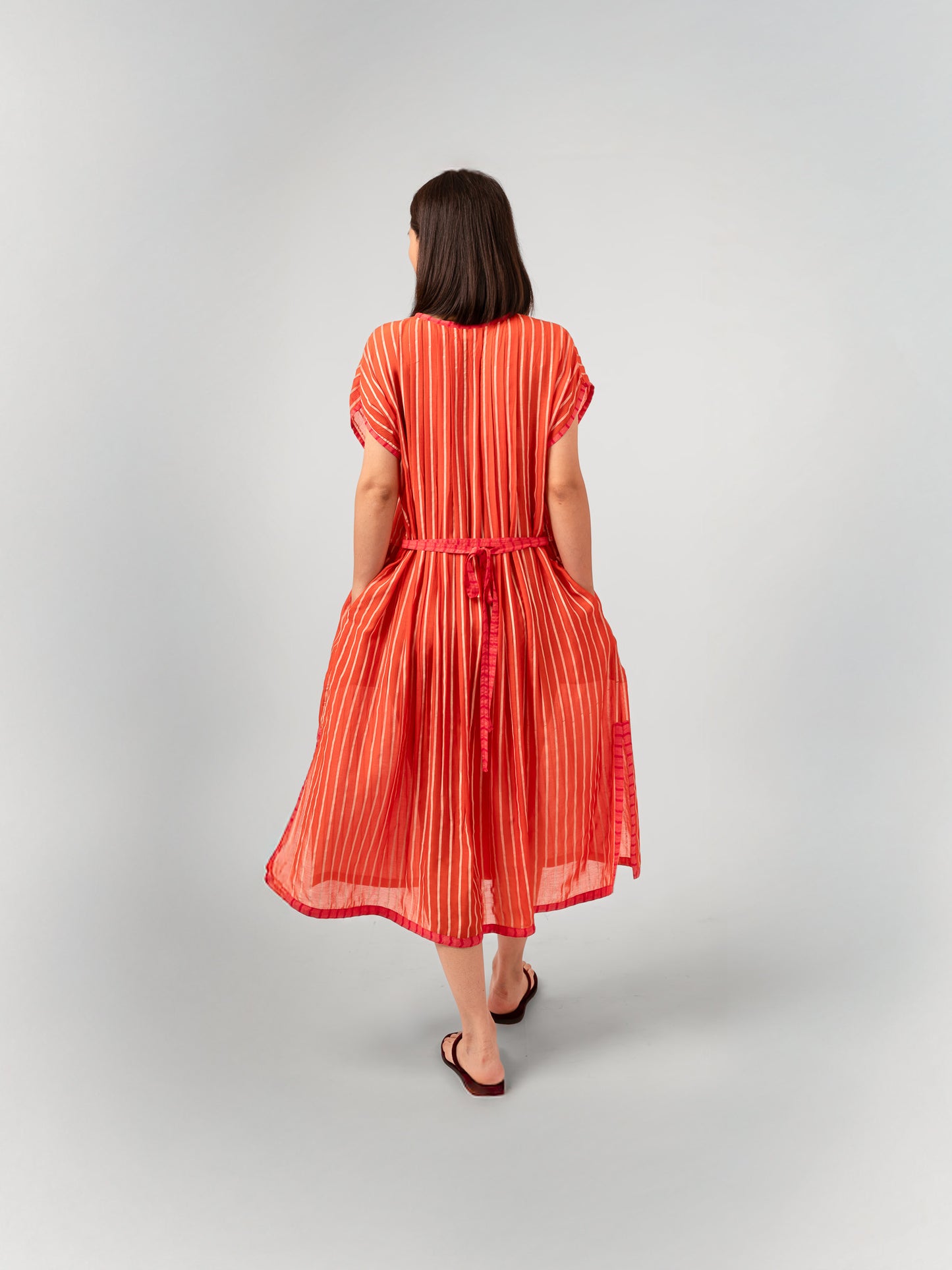CORAL V NECK DRESS