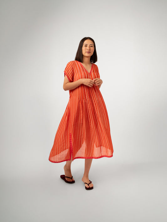 CORAL V NECK DRESS
