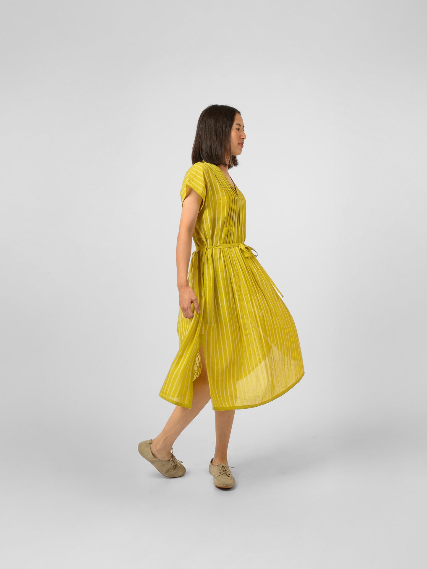 YELLOW V NECK DRESS