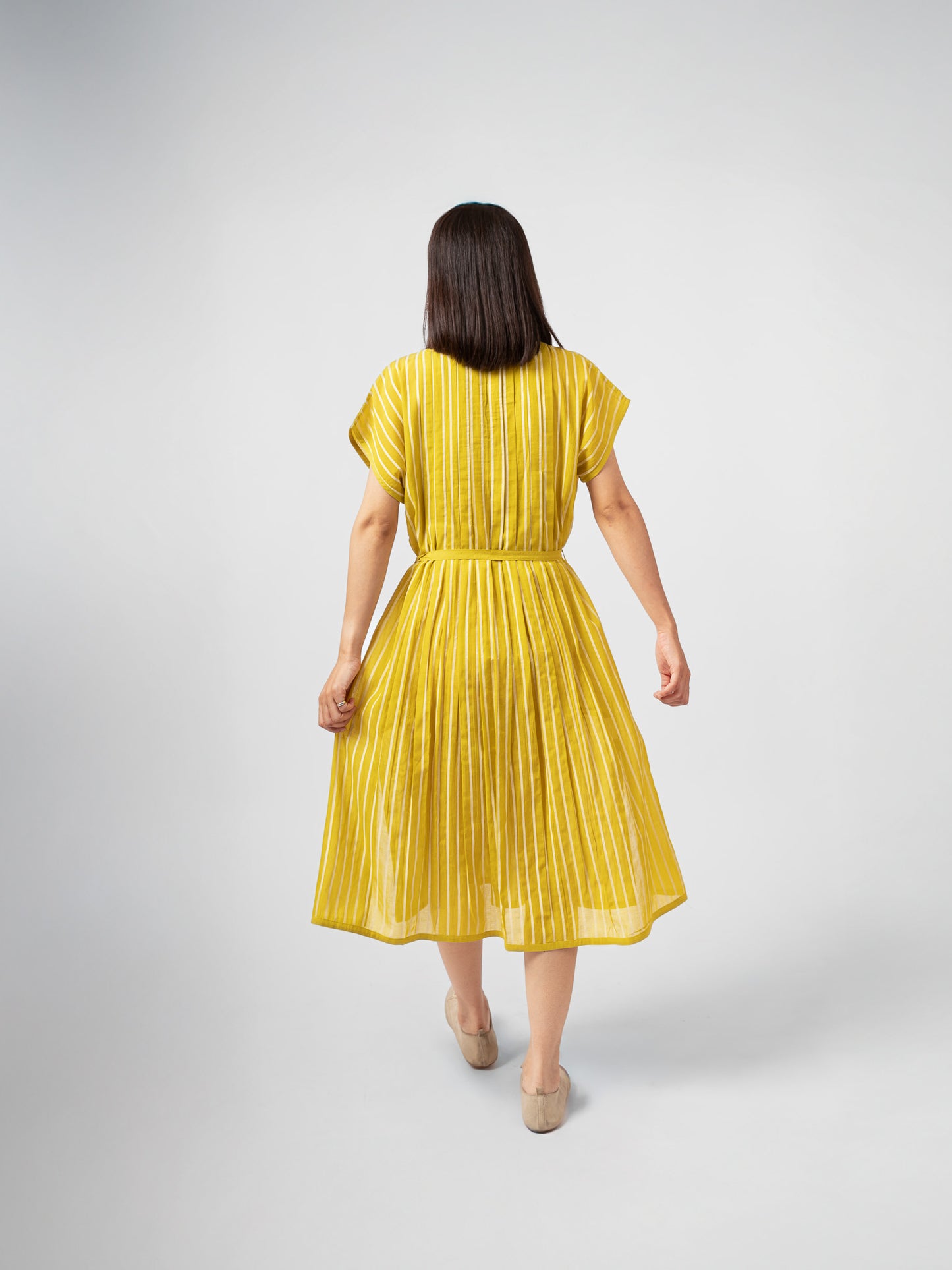 YELLOW V NECK DRESS