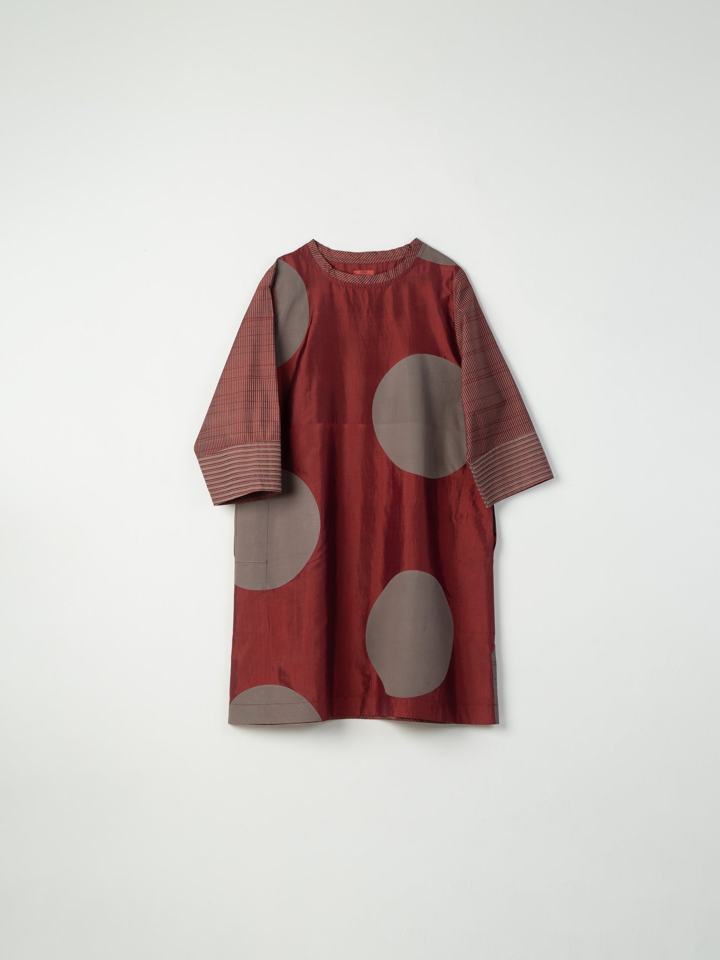 BURGUNDY BIG DOT DRESS